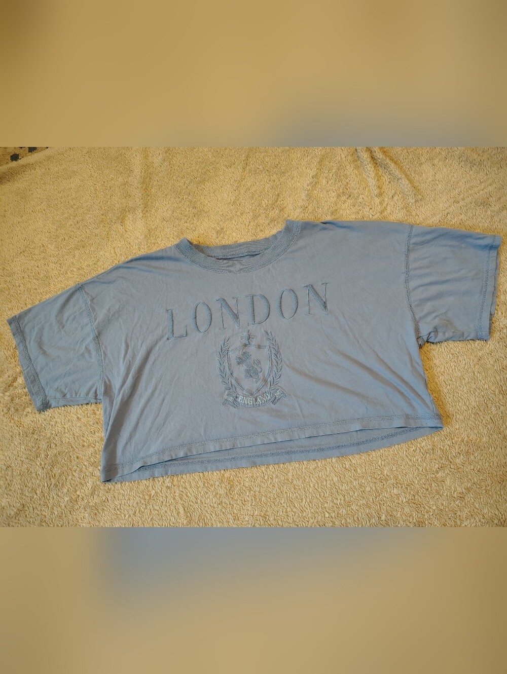 Aeropastale Oversized Boyfriend Crop Short Sleeve Tee Shirt Blue Women's Size Lg